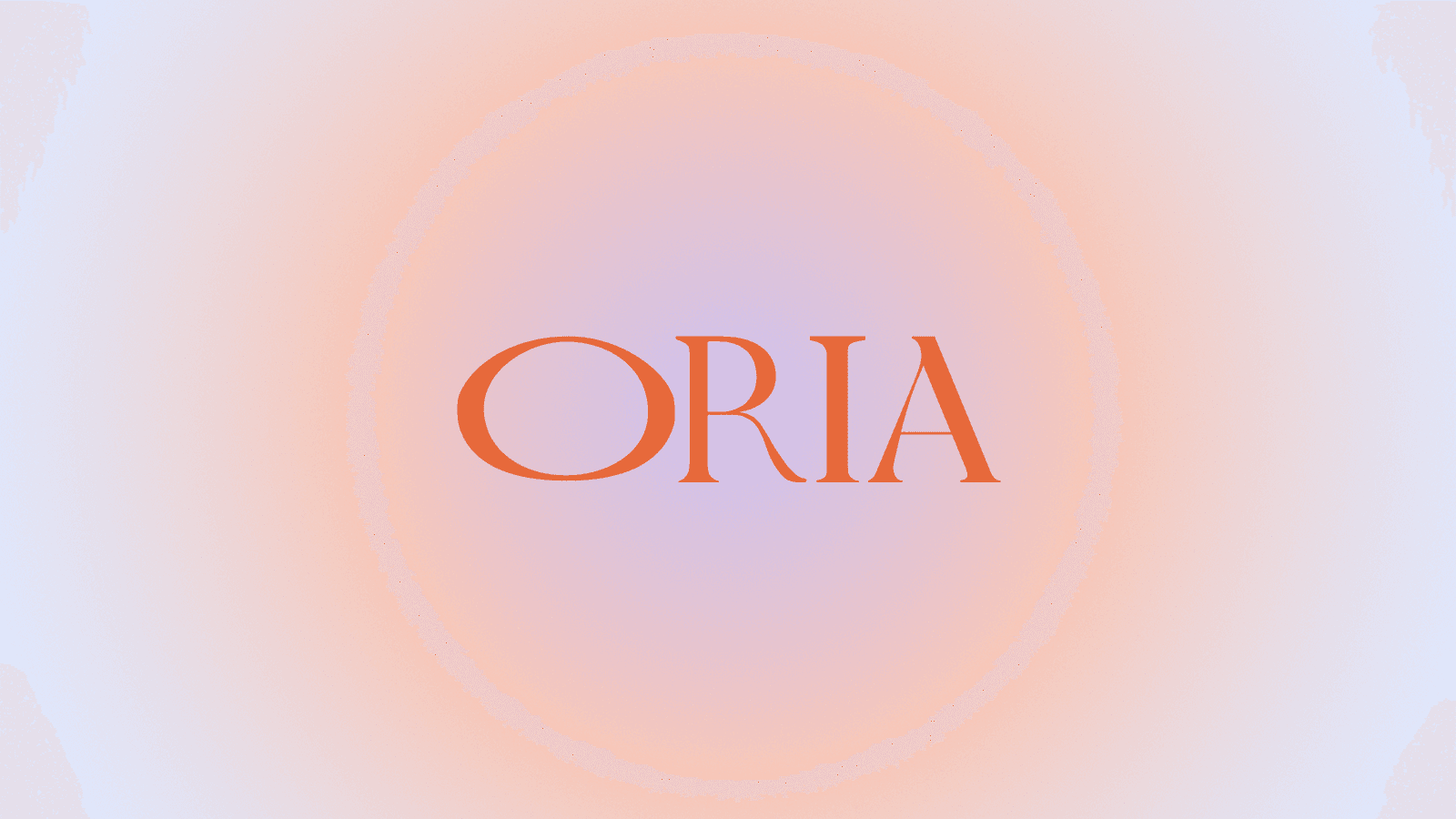 Oria title slide — wordmark over a radiant coral gradient